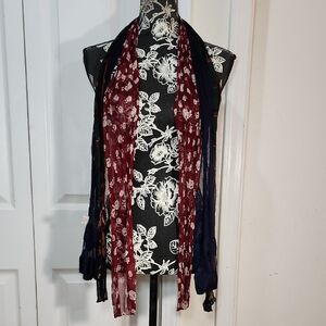 Floral Burgundy and Navy Scarf Bundle